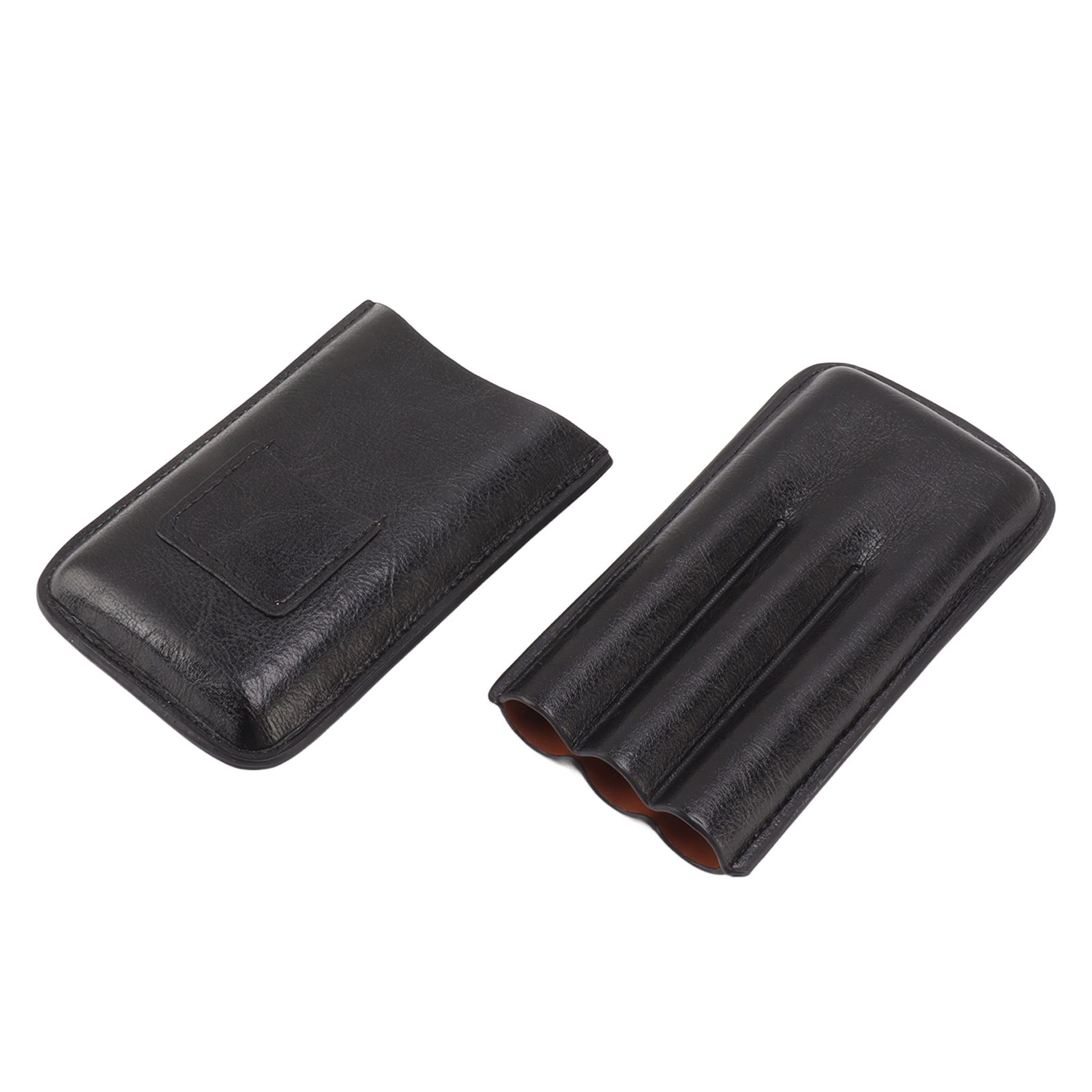 Leather Cigar Case Portable 3 Finger Cigar Humidor Carrying Case with Cutter view 6