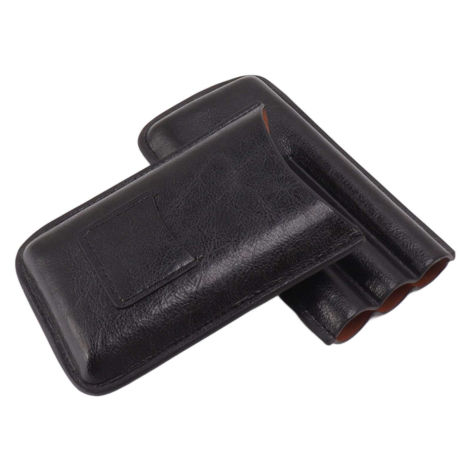 Leather Cigar Case Portable 3 Finger Cigar Humidor Carrying Case with Cutter view 9