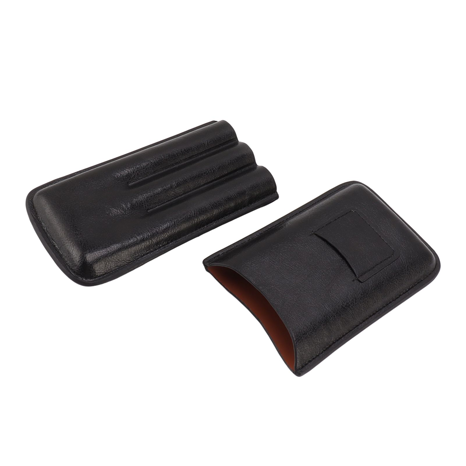 Leather Cigar Case Portable 3 Finger Cigar Humidor Carrying Case with Cutter view 10
