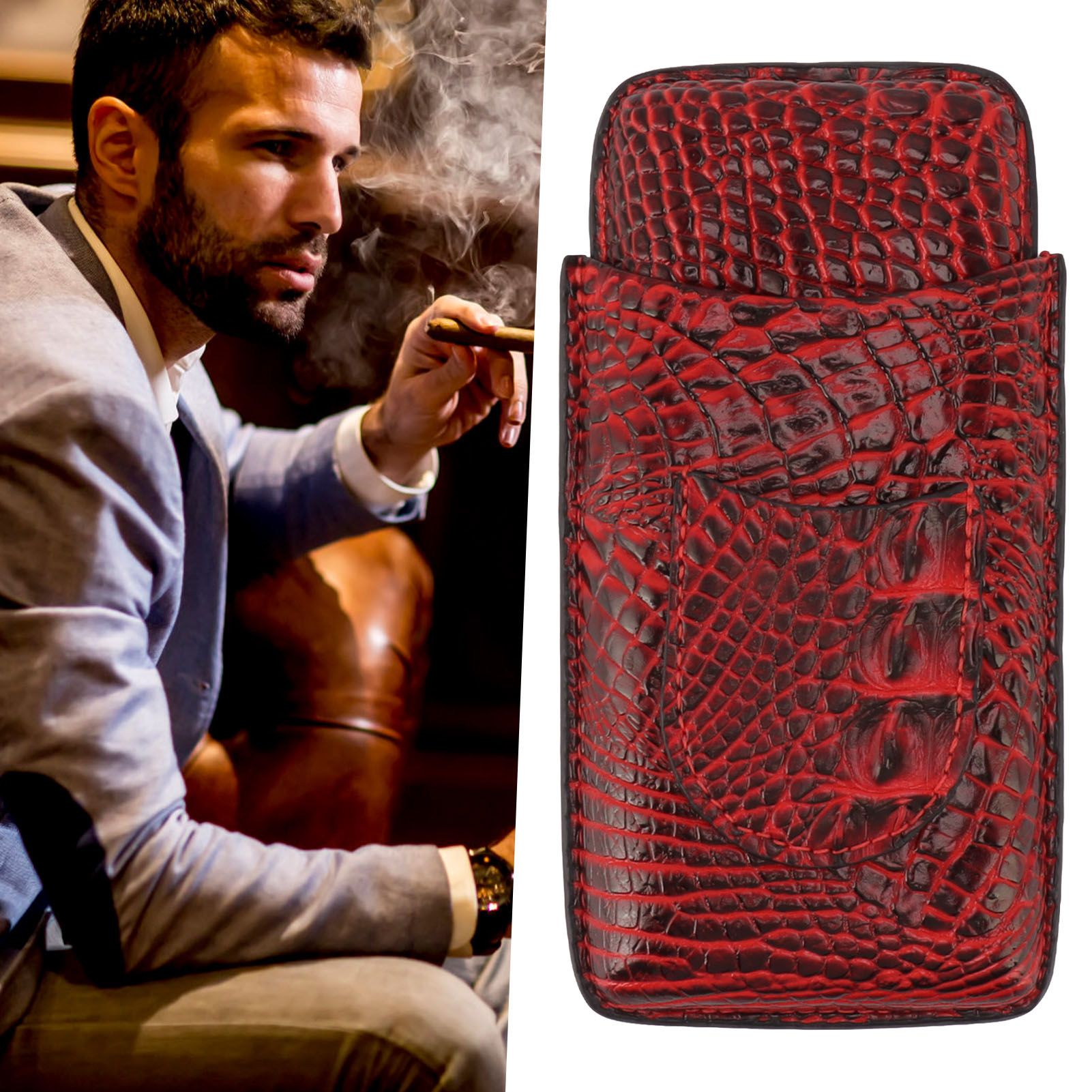 Travel Cigar Case Leather Soft Touch Fashion Appearance Portable Cigar Pouch view 11