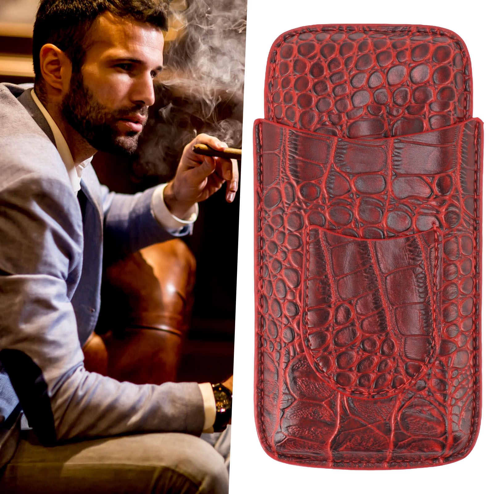 Travel Cigar Case Leather Soft Touch Fashion Appearance Portable Cigar Pouch view 11