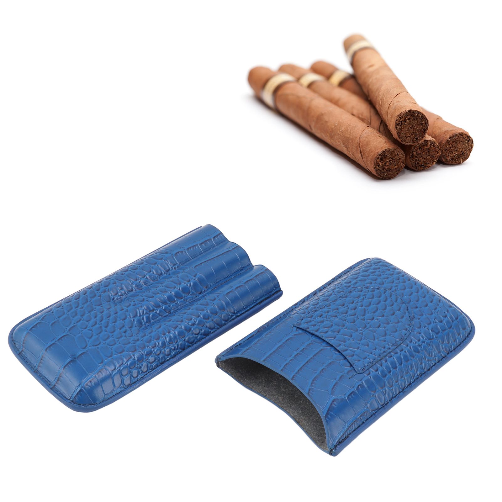 3 Finger Cigar Holder Frosted Finish Portable 3 Finger Leather Cigar Case for view 11