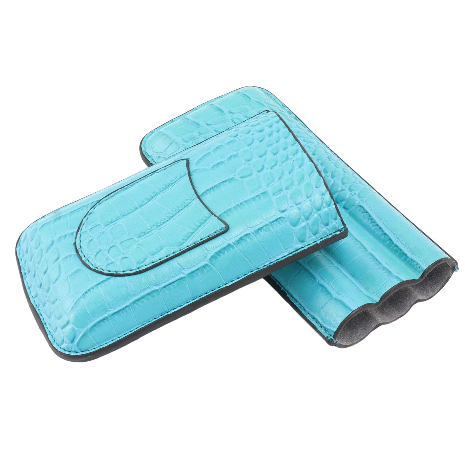 3 Finger Cigar Holder Frosted Finish Portable 3 Finger Leather Cigar Case for view 2