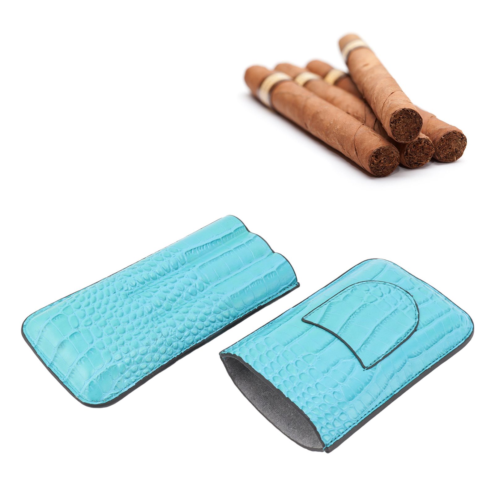 3 Finger Cigar Holder Frosted Finish Portable 3 Finger Leather Cigar Case for view 11