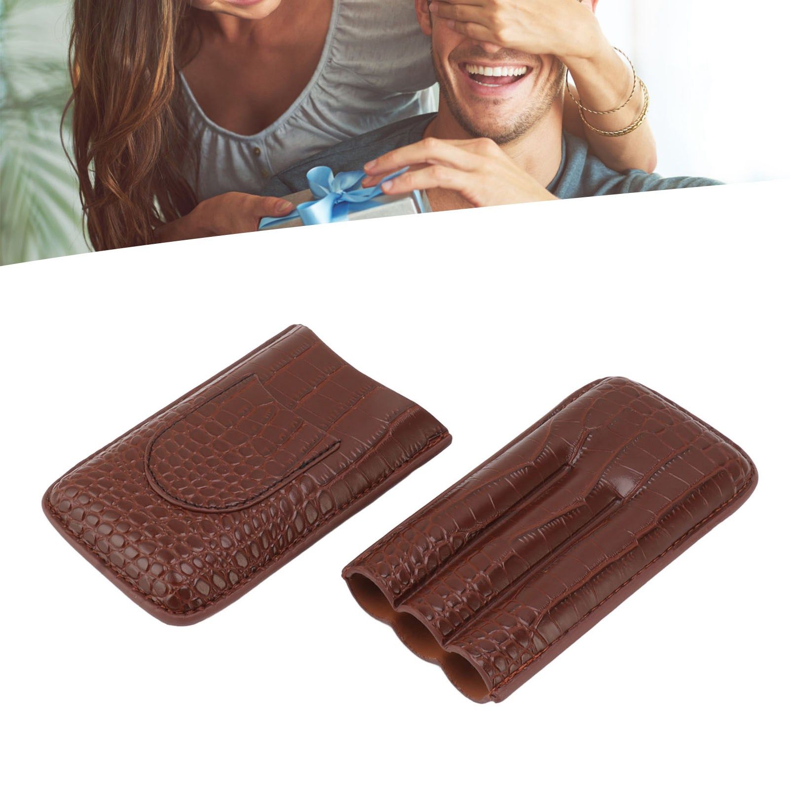 Cigar Holder Case Artificial Leather Portable Durable Elegant 3 Finger Cigar view 11