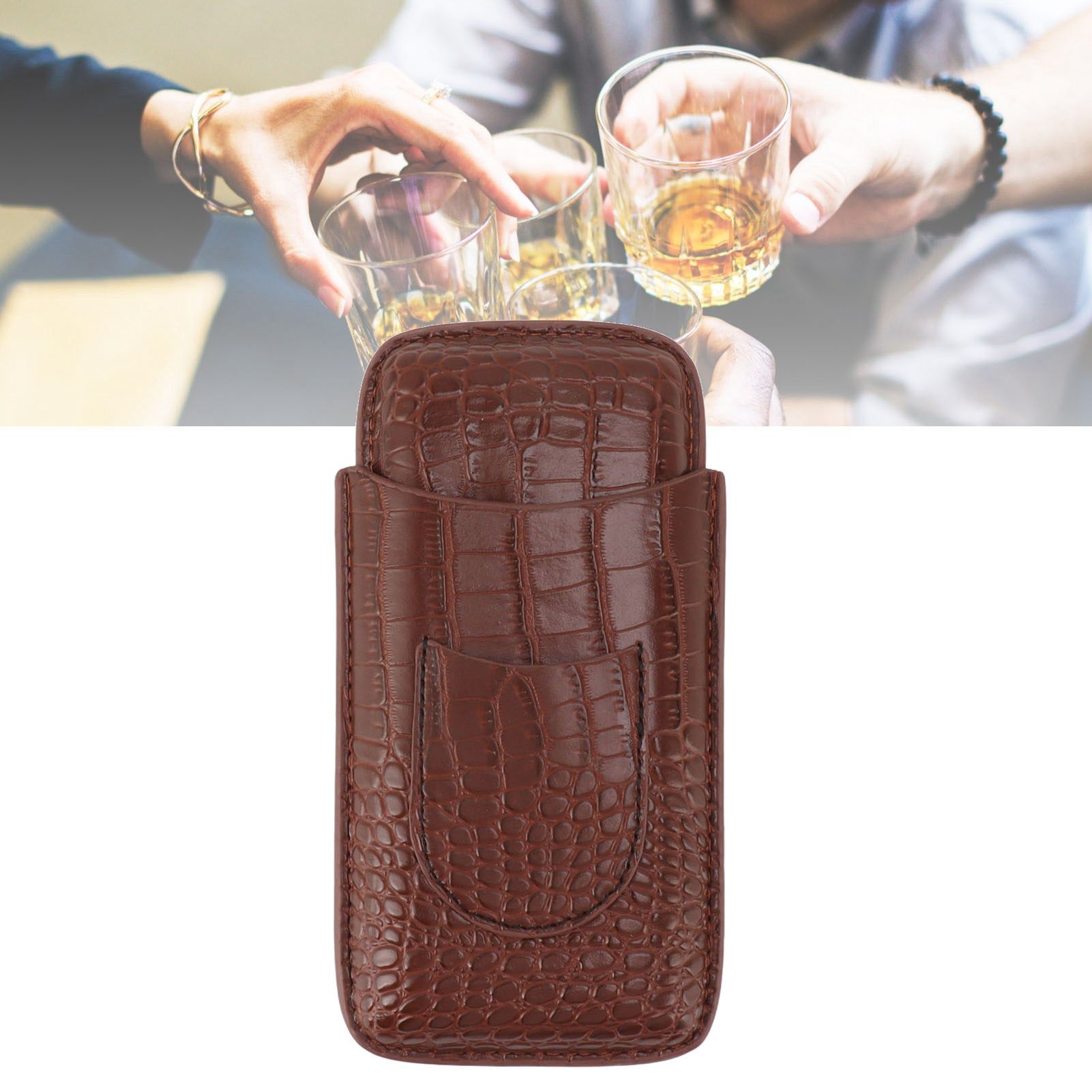 Cigar Holder Case Artificial Leather Portable Durable Elegant 3 Finger Cigar view 12