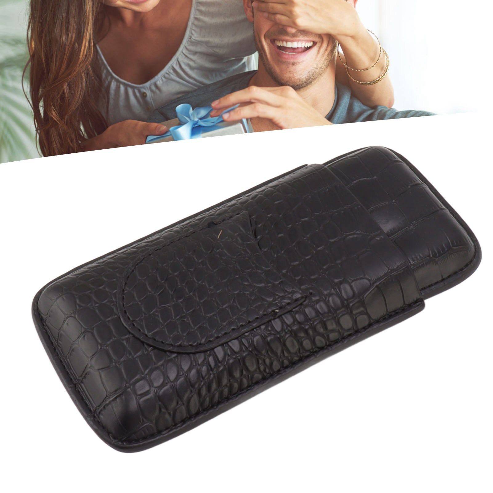 Portable Cigar Case 3 Holder Leather Humidor Box Cigar Moisturizing Protection view 11