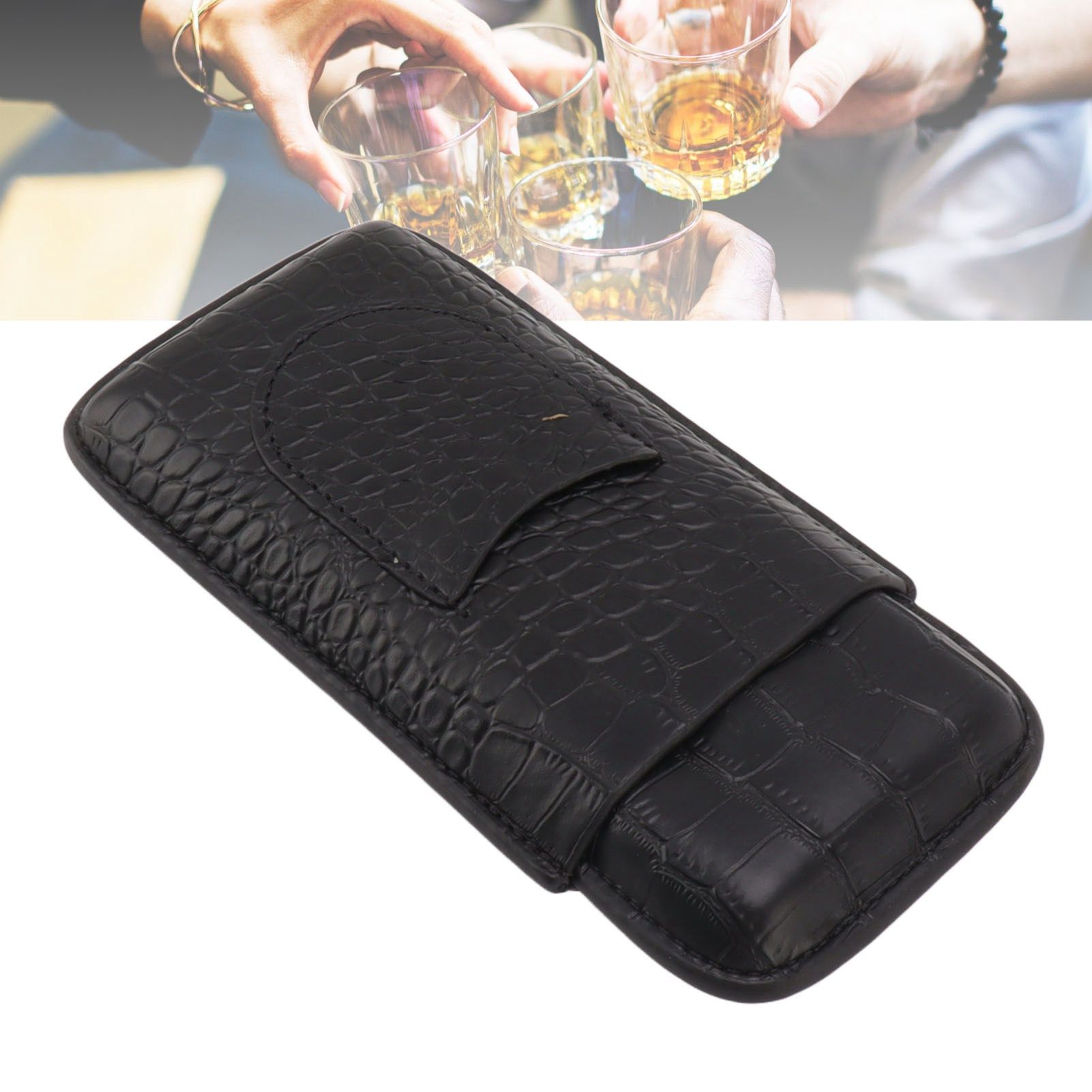 Portable Cigar Case 3 Holder Leather Humidor Box Cigar Moisturizing Protection view 12
