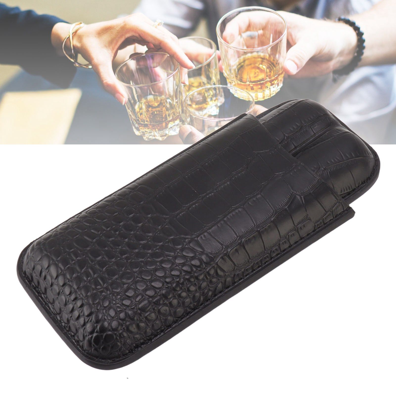 Portable Cigar Bag 2 Holder Leather Humidor Box Storage Case for Protection view 12