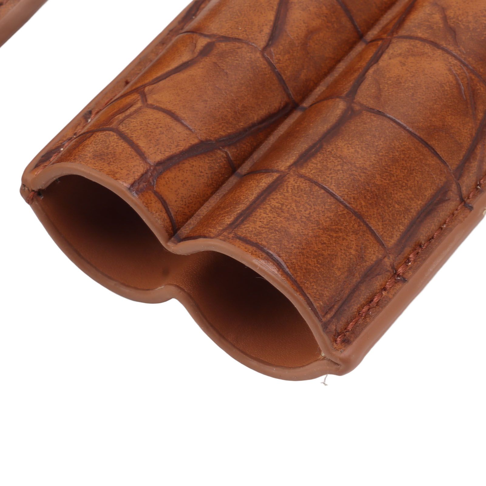 Cigar Case Holder Brown Crocodile Skin Pattern PU Leather 2 Finger Portable view 14