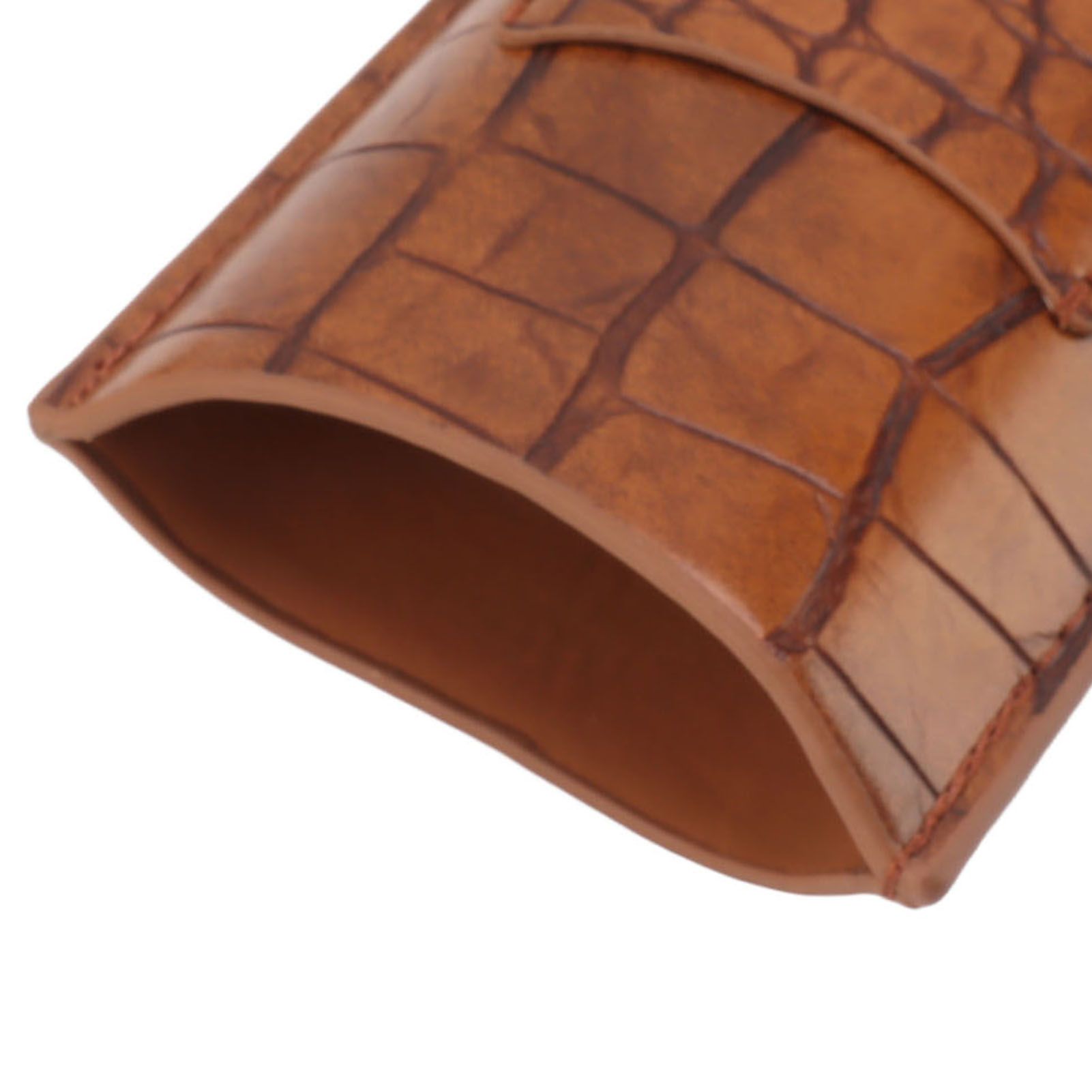 Cigar Case Holder Brown Crocodile Skin Pattern PU Leather 2 Finger Portable view 15