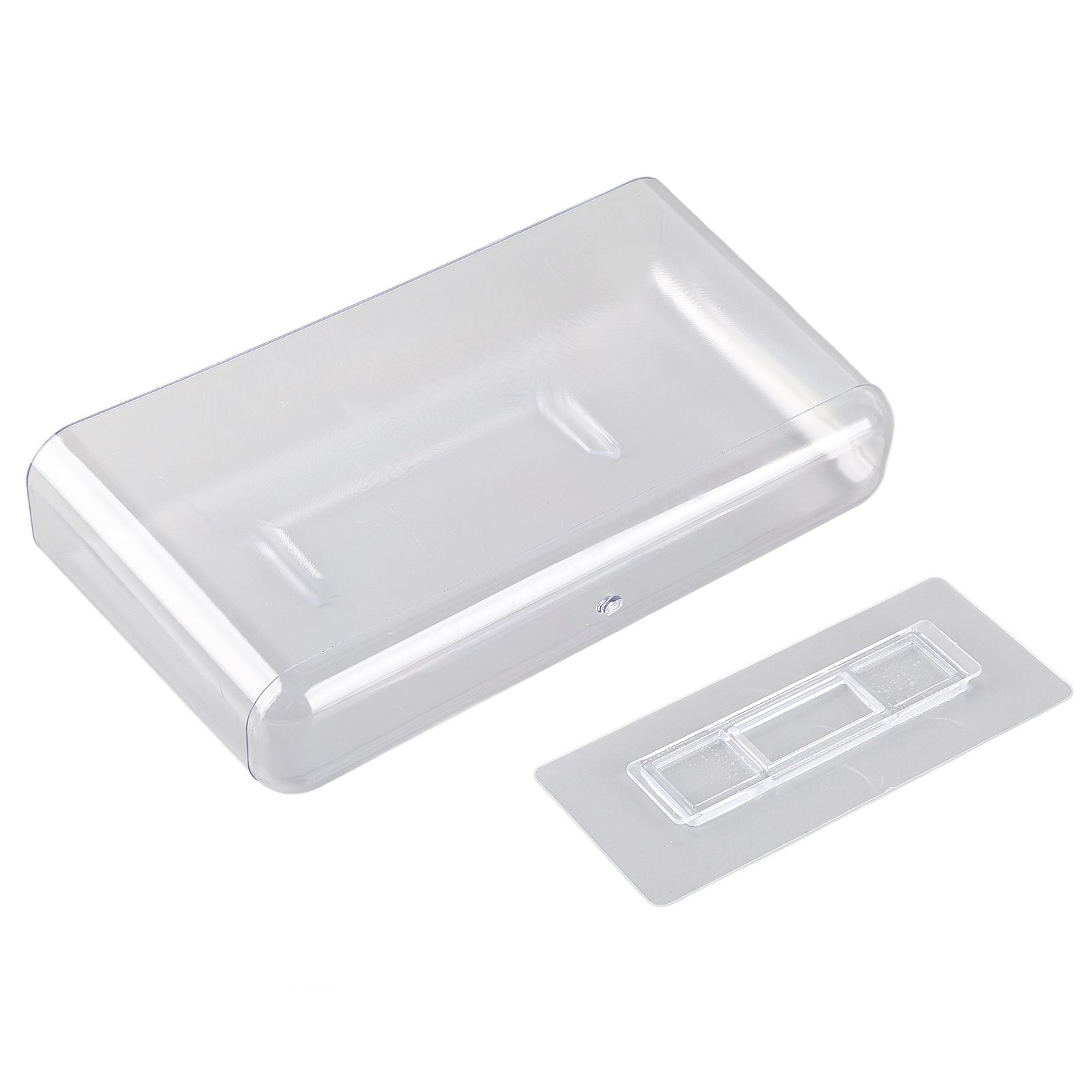 Adhesive Storage Bin Transparent Plastic Wall Mounted Floating Storage Holder view 2