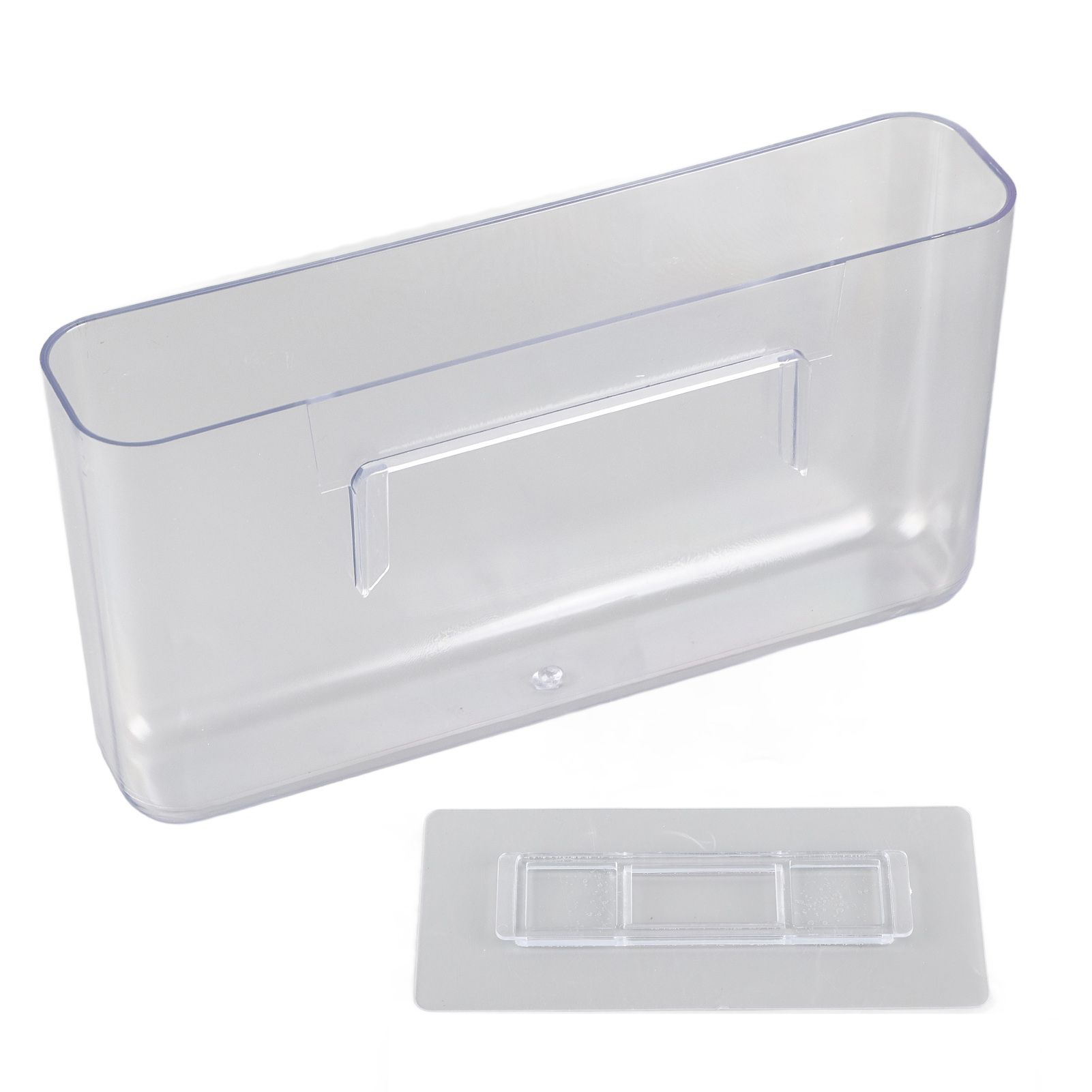 Adhesive Storage Bin Transparent Plastic Wall Mounted Floating Storage Holder view 3