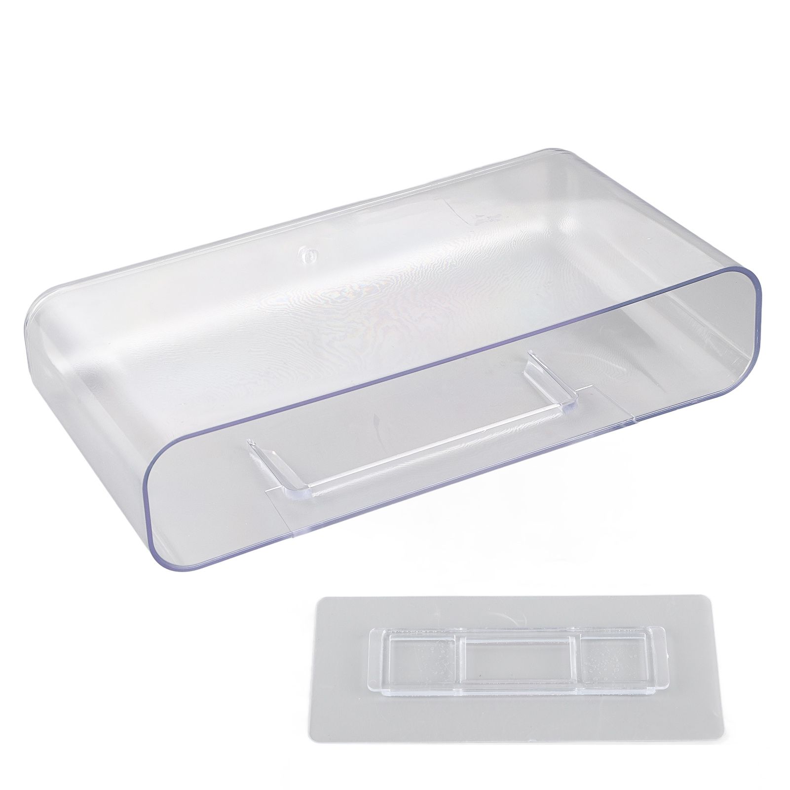 Adhesive Storage Bin Transparent Plastic Wall Mounted Floating Storage Holder view 4