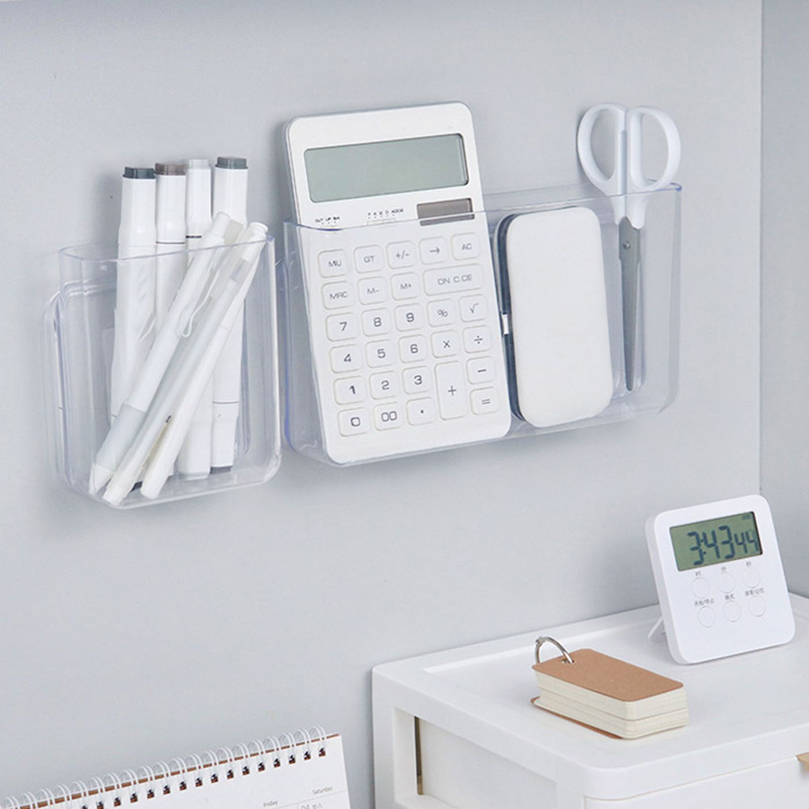 Adhesive Storage Bin Transparent Plastic Wall Mounted Floating Storage Holder view 9
