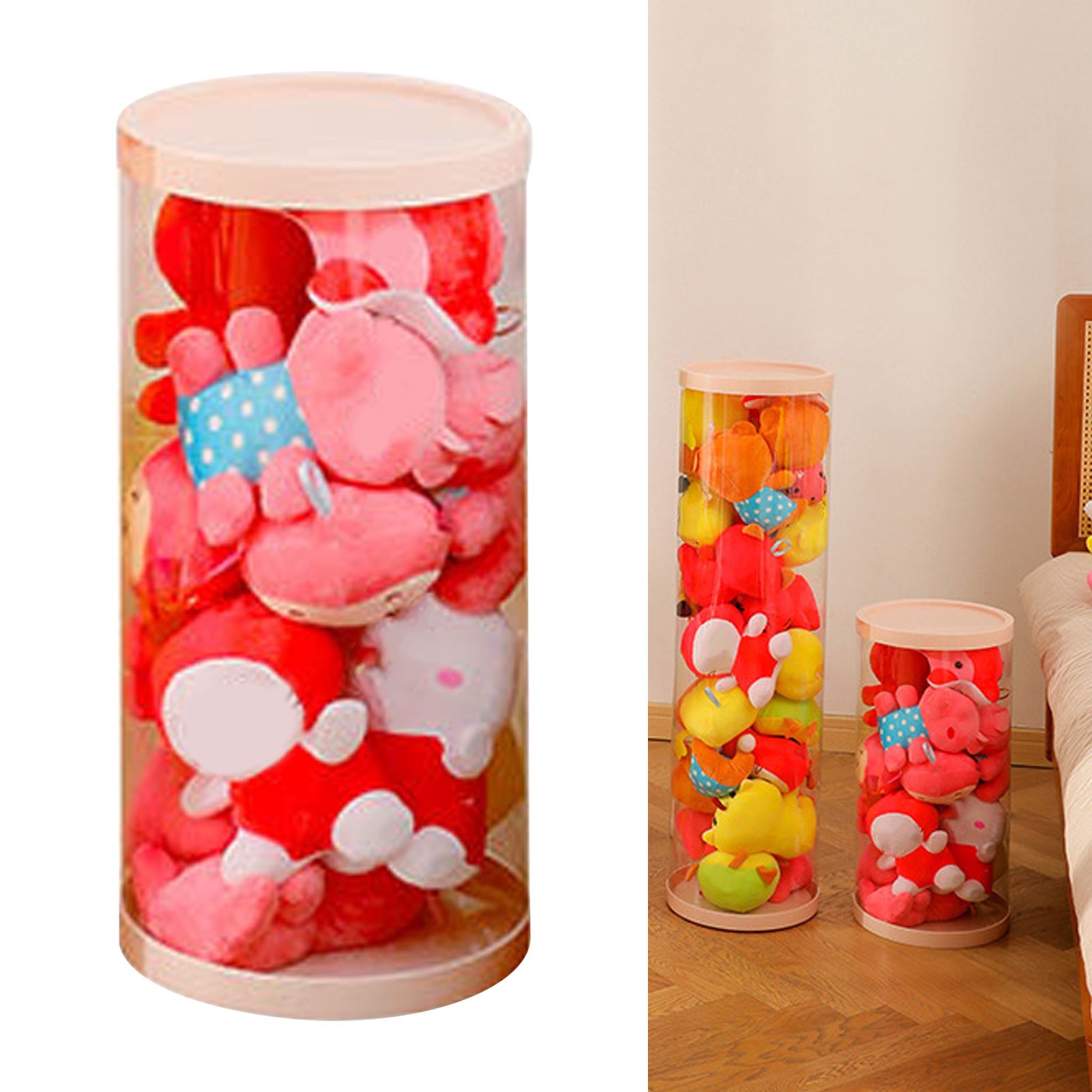 Doll Storage Bucket Transparent Rotatable PVC 26cm Stuffed Animal Storage view 6