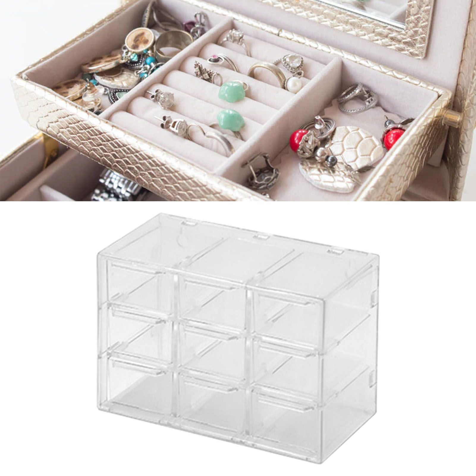 Grid Storage Box Dustproof Transparent Plastic Container Organizer for Jewelry view 5