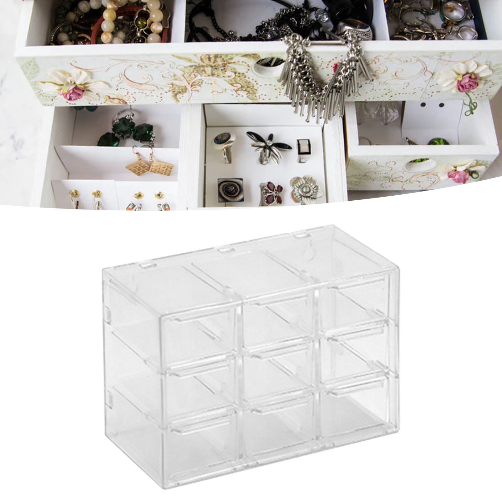 Grid Storage Box Dustproof Transparent Plastic Container Organizer for Jewelry view 6