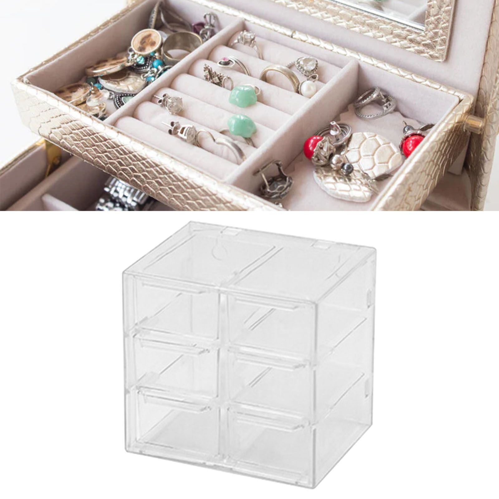Grid Storage Box Dustproof Transparent Plastic Container Organizer for Jewelry view 5