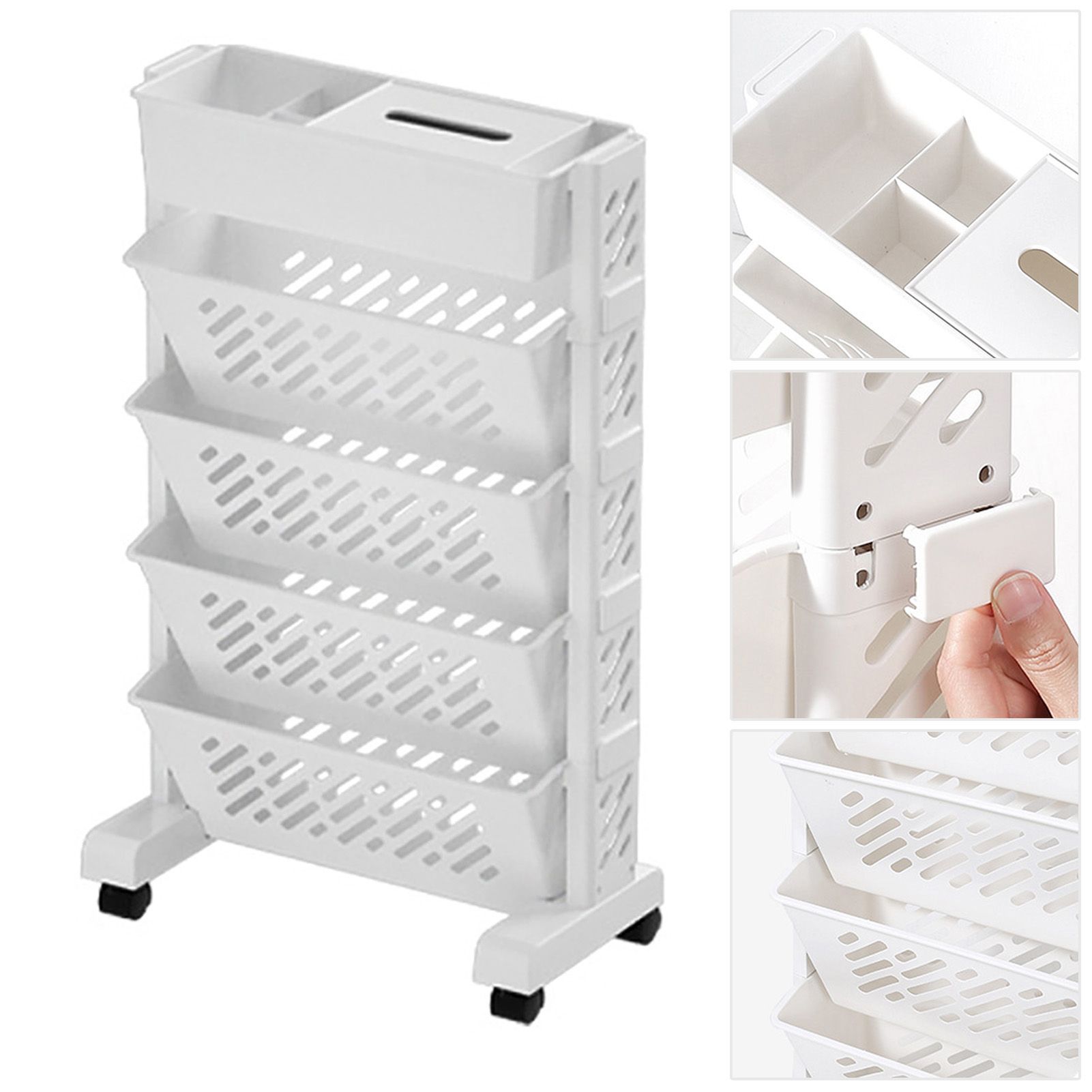 Movable Bookshelf Large Capacity Rotatable Removable Plastic Practical Rolling view 3