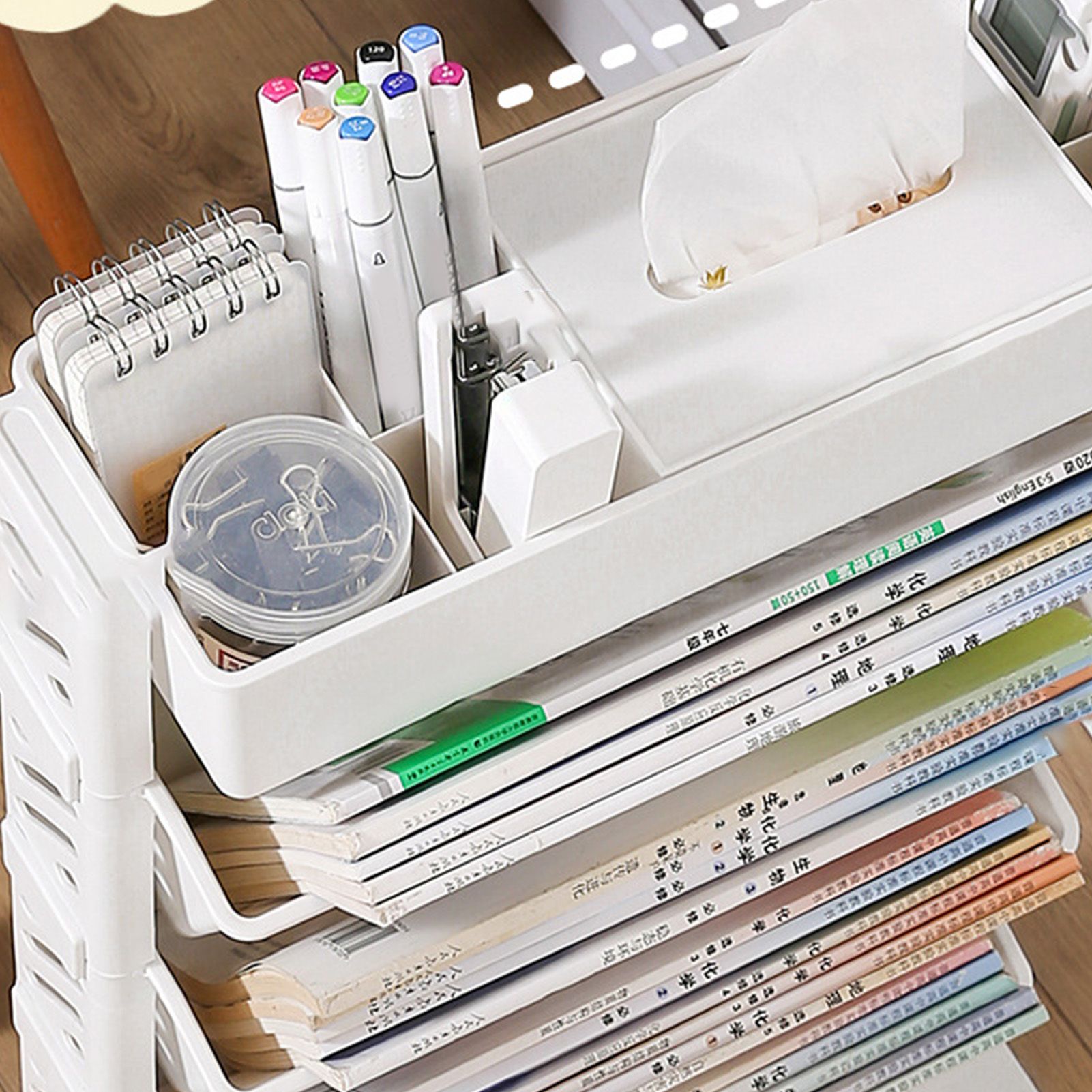 Movable Bookshelf Large Capacity Rotatable Removable Plastic Practical Rolling view 12