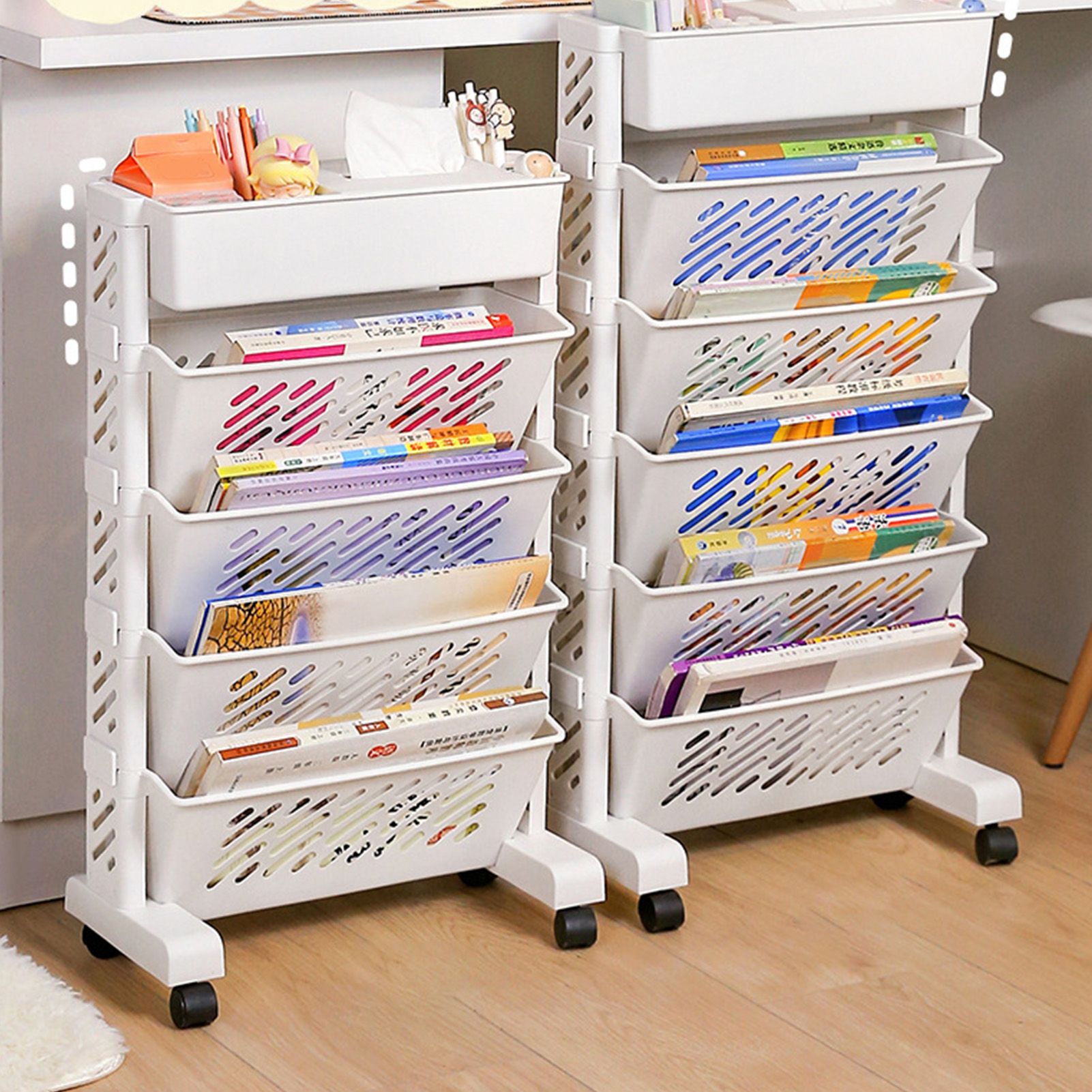 Movable Bookshelf Large Capacity Rotatable Removable Plastic Practical Rolling view 15