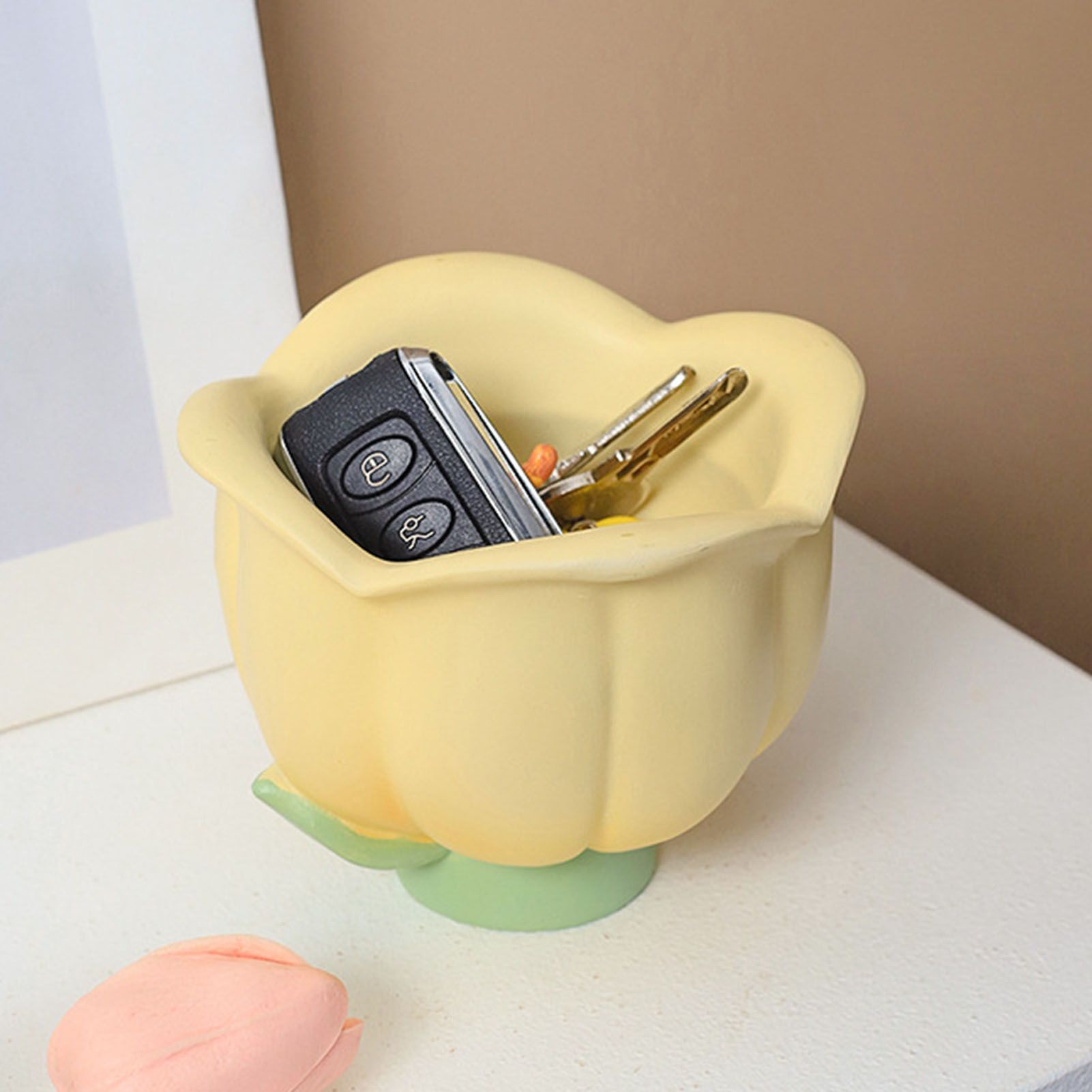 Flower Shape Storage Box Innovative Cute Resin Storage Decorative Ornament for view 5