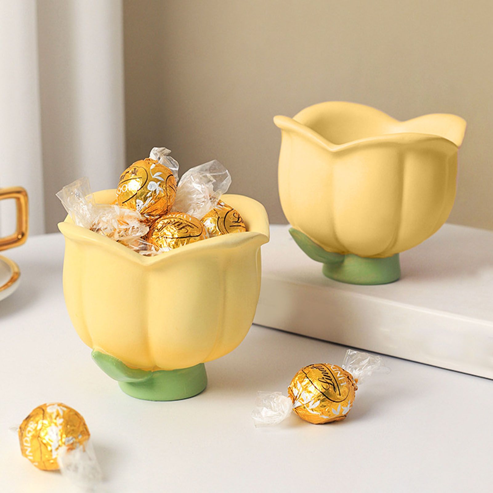 Flower Shape Storage Box Innovative Cute Resin Storage Decorative Ornament for view 7