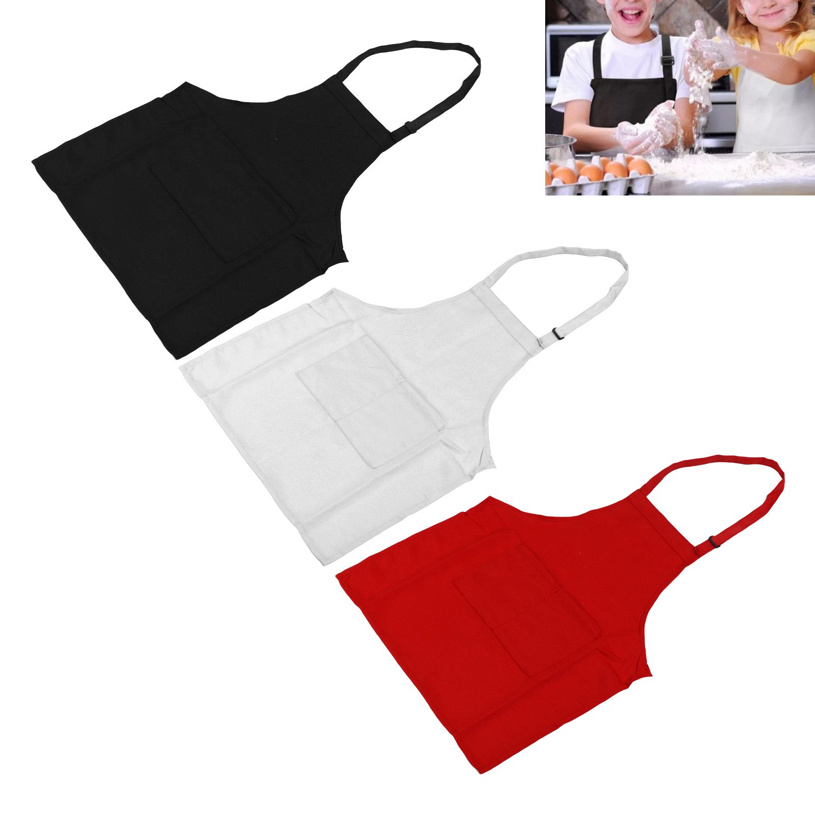 3Pcs Children Aprons Baking DIY Kids Aprons with Pockets for Boys Girls Aged view 12