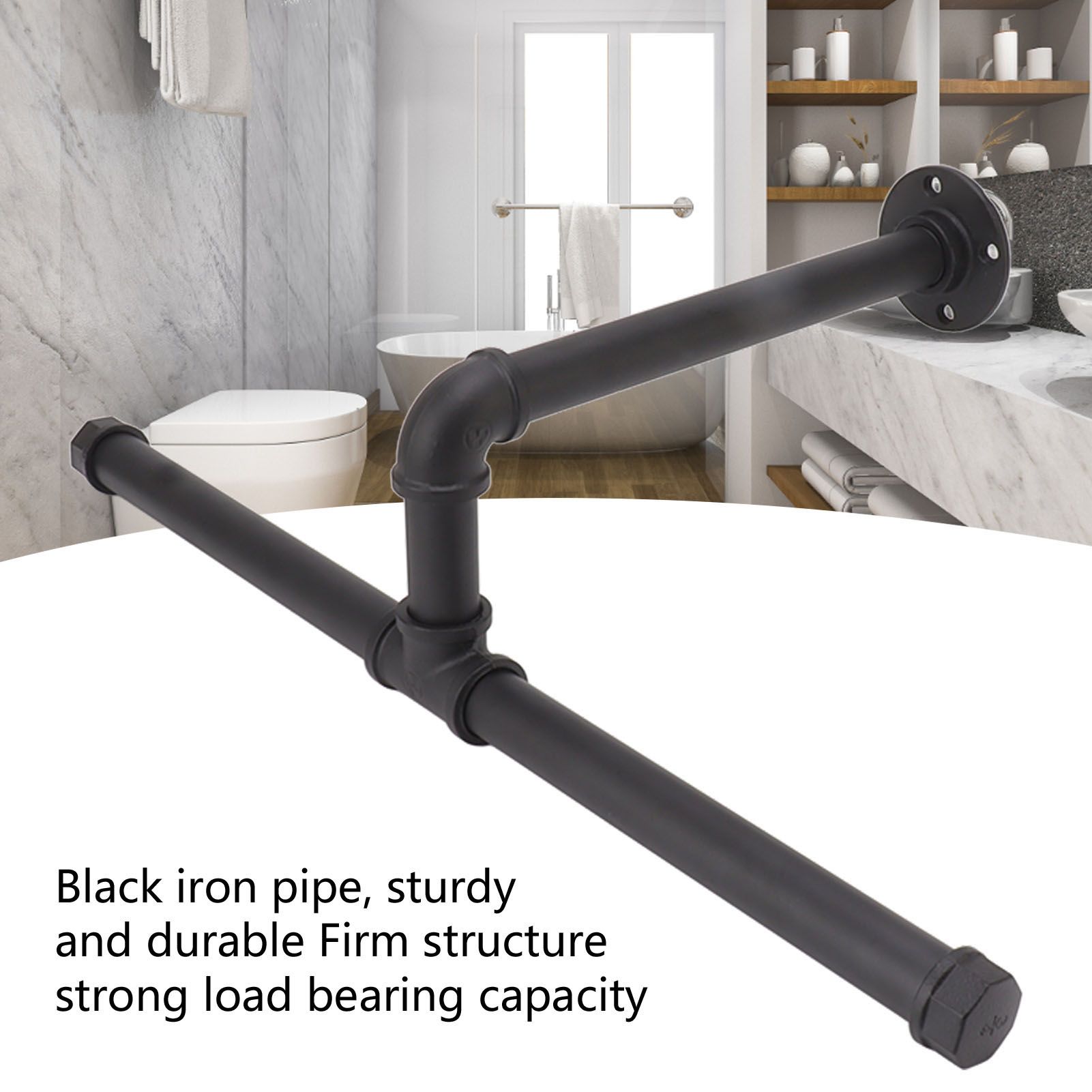 Wall Mount Clothes Rack Floating Iron Pipe Coat Hat Rack Multifunctional view 2