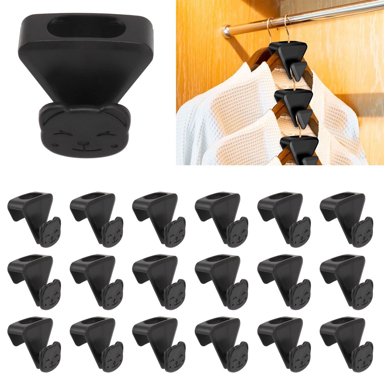 18 Pcs Clothes Hanger Connector Hook Space Saving Strong Bearing Hanger view 12