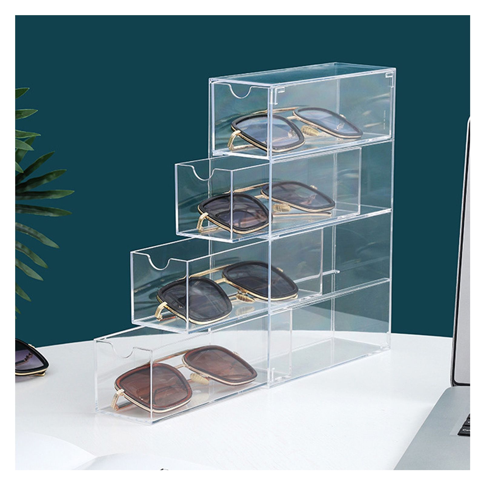 Glasses Storage Box 4 Layers Stackable Transparent Sunglasses Display view 3