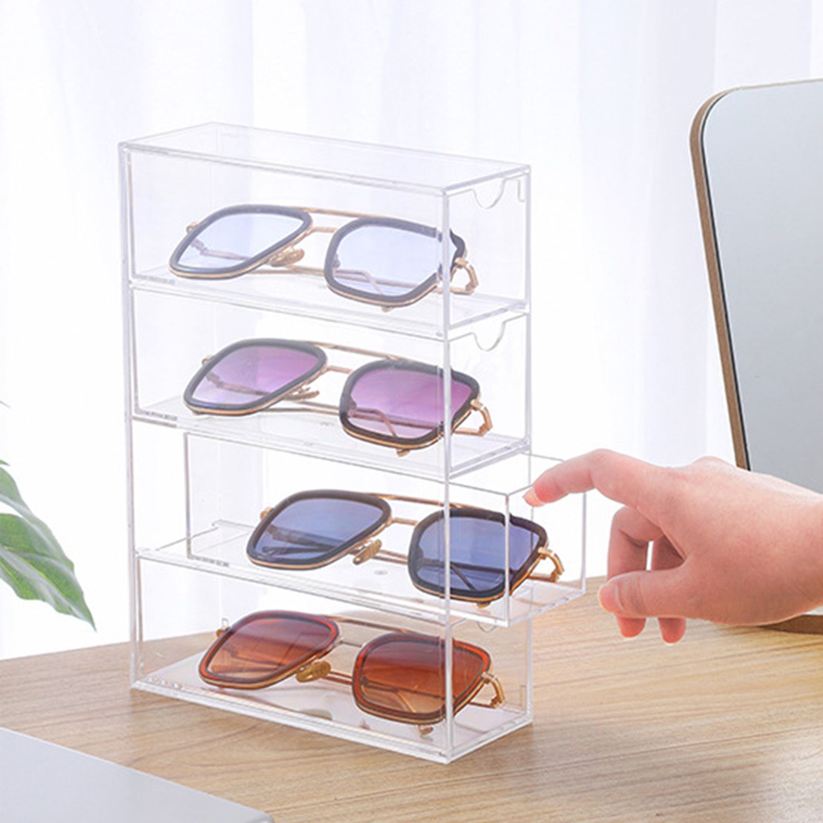 Glasses Storage Box 4 Layers Stackable Transparent Sunglasses Display view 9
