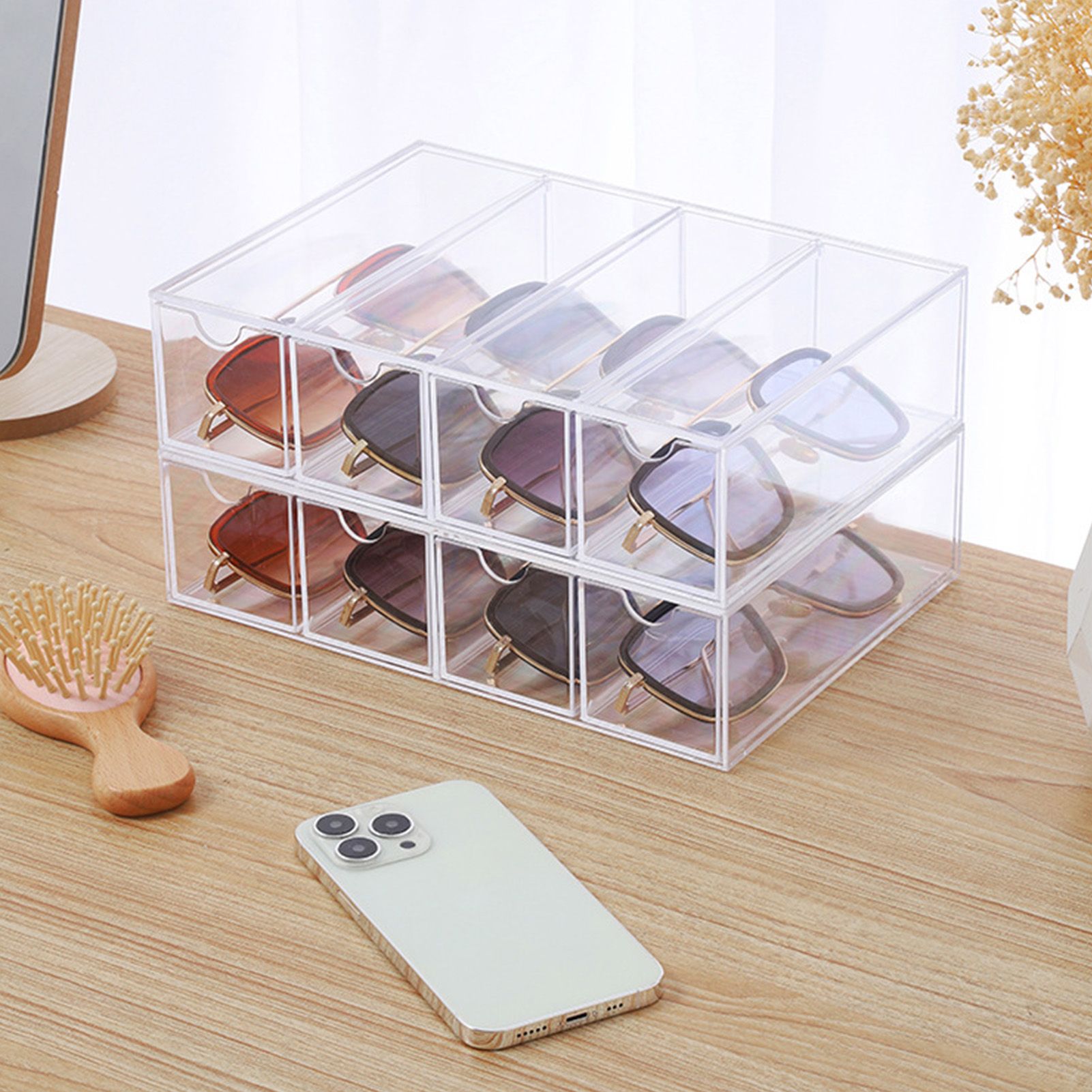 Glasses Storage Box 4 Layers Stackable Transparent Sunglasses Display view 14