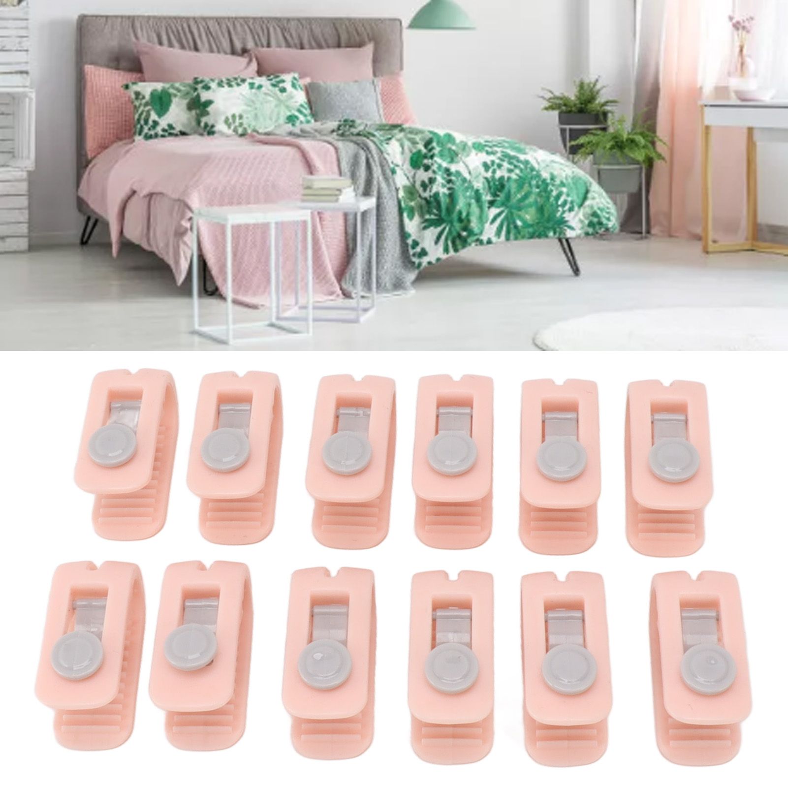 12pcs Bed Sheet Clips Prevent Slip Needleless Safe 180 Degree Closure view 11