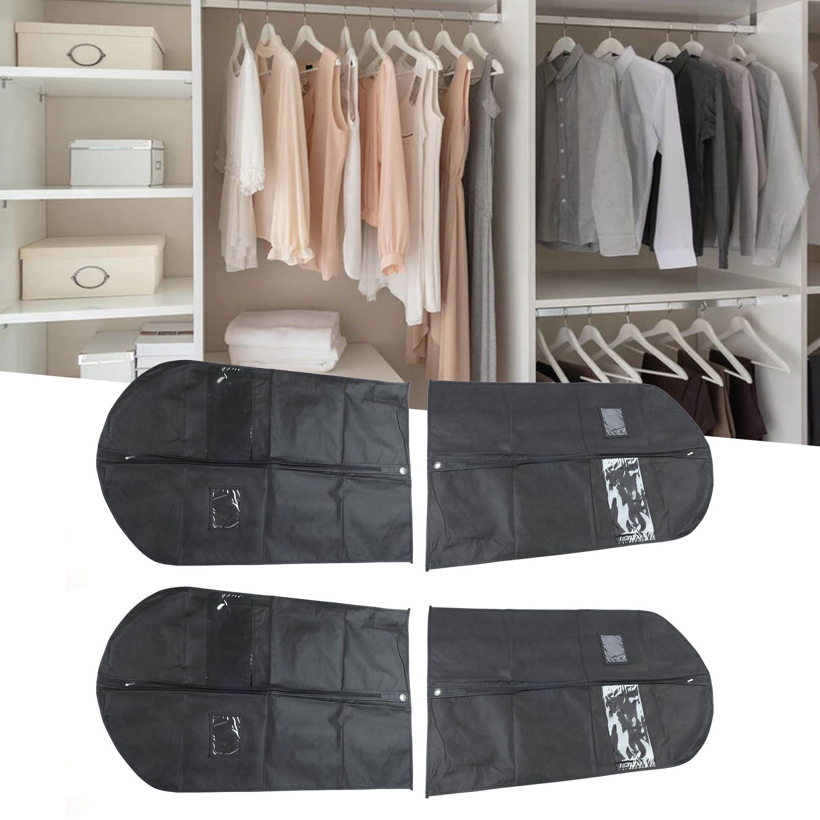 4pcs Garment Bags Waterproof Dustproof Thickened Suit Bag with Transparent view 11