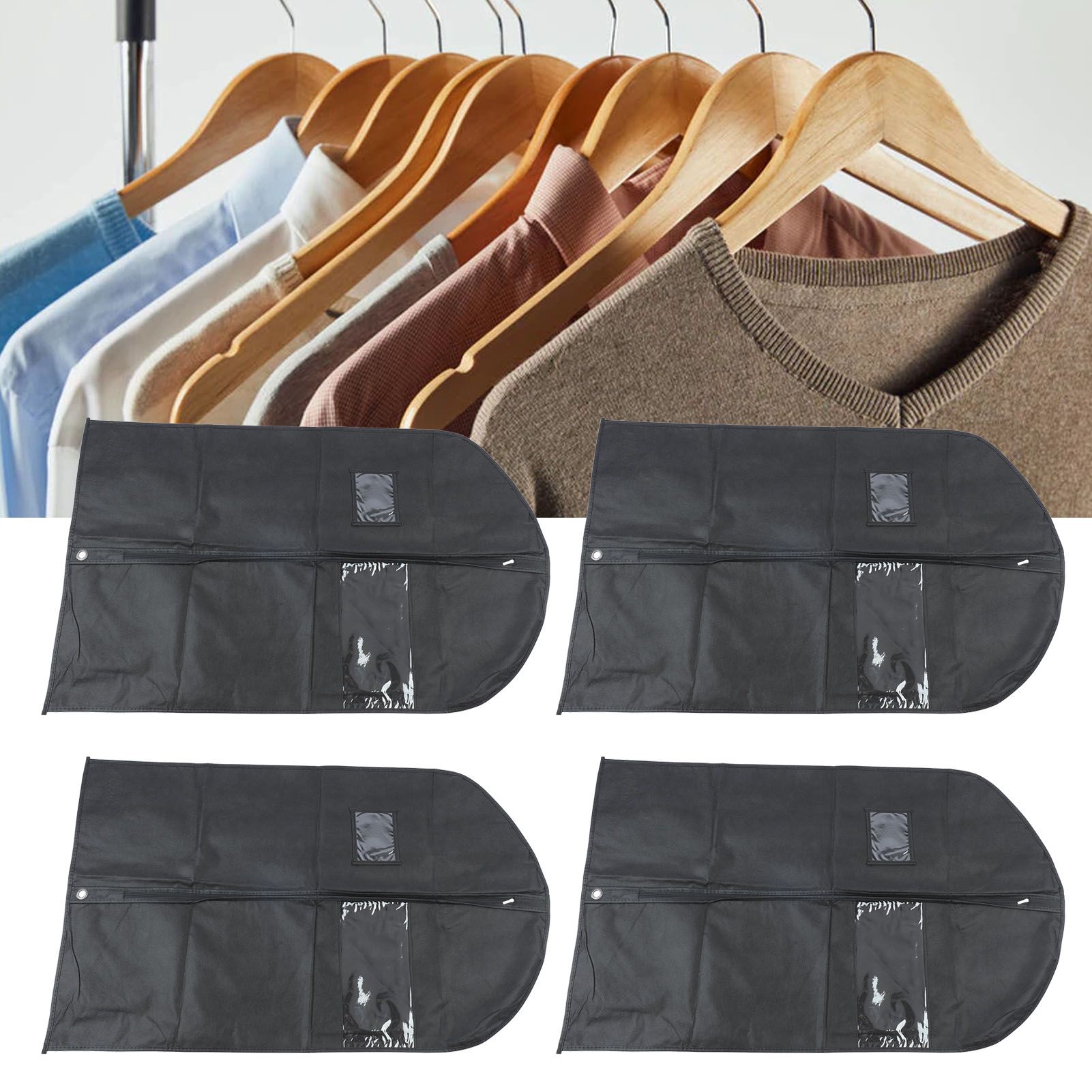 4pcs Garment Bags Waterproof Dustproof Thickened Suit Bag with Transparent view 12