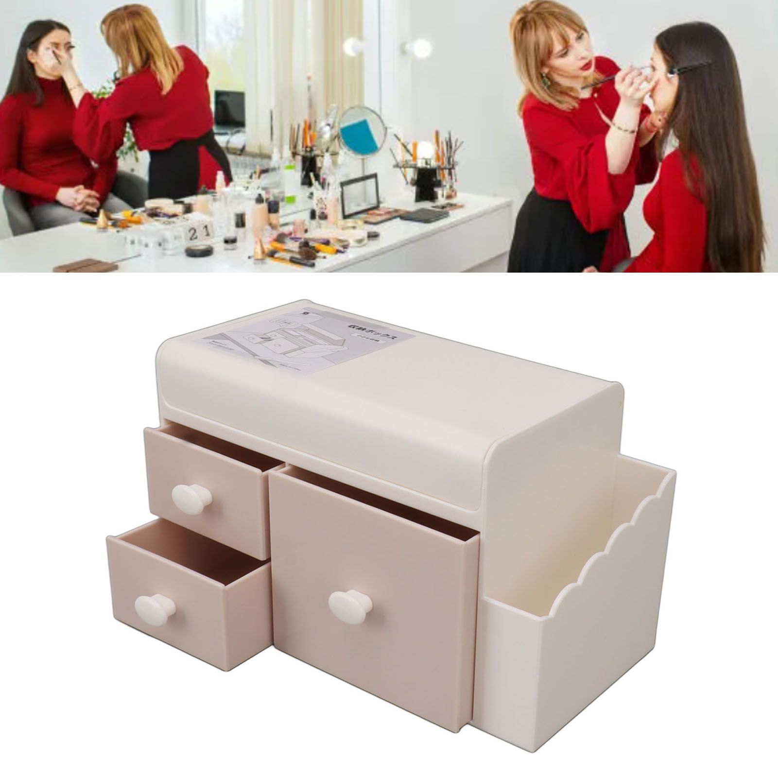 Desktop Storage Box with 3 Drawers Side Holder Plastic Container for Cosmetic view 11