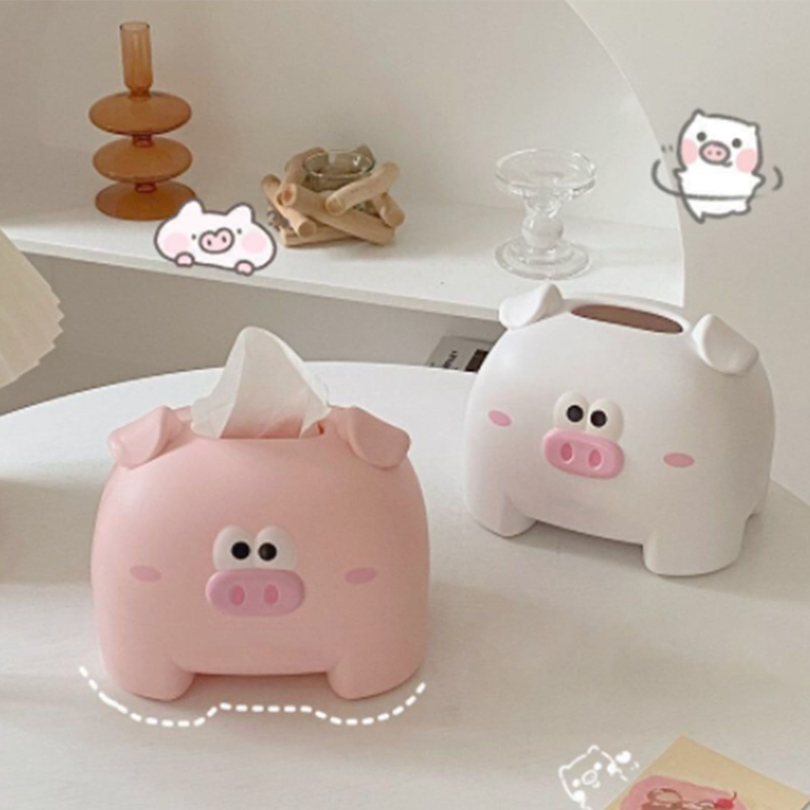 Cute Tissue Storage Box Pig Shaped Decorative Towel Napkin Container Case For view 10