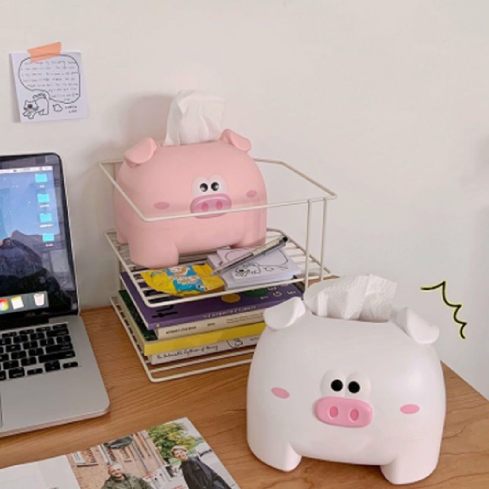 Cute Tissue Storage Box Pig Shaped Decorative Towel Napkin Container Case For view 13