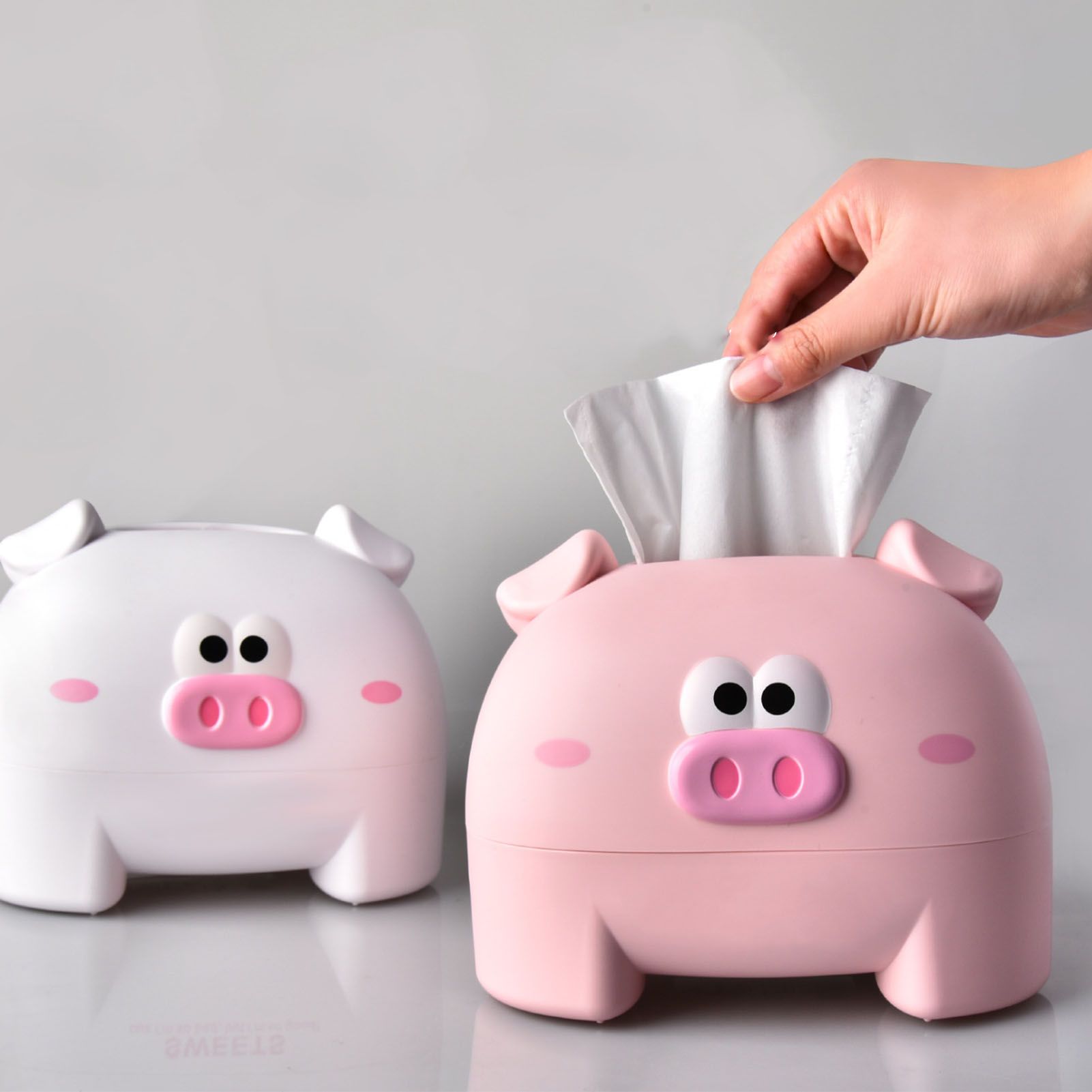 Cute Tissue Storage Box Pig Shaped Decorative Towel Napkin Container Case For view 11