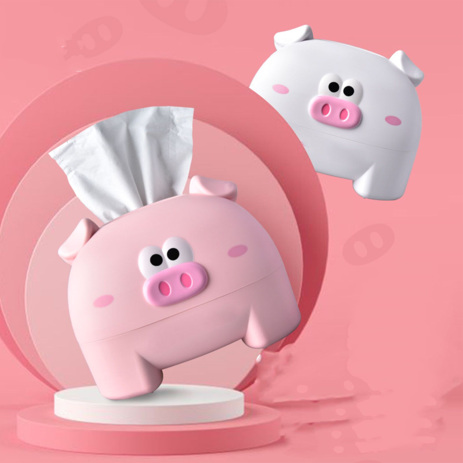 Cute Tissue Storage Box Pig Shaped Decorative Towel Napkin Container Case For view 12