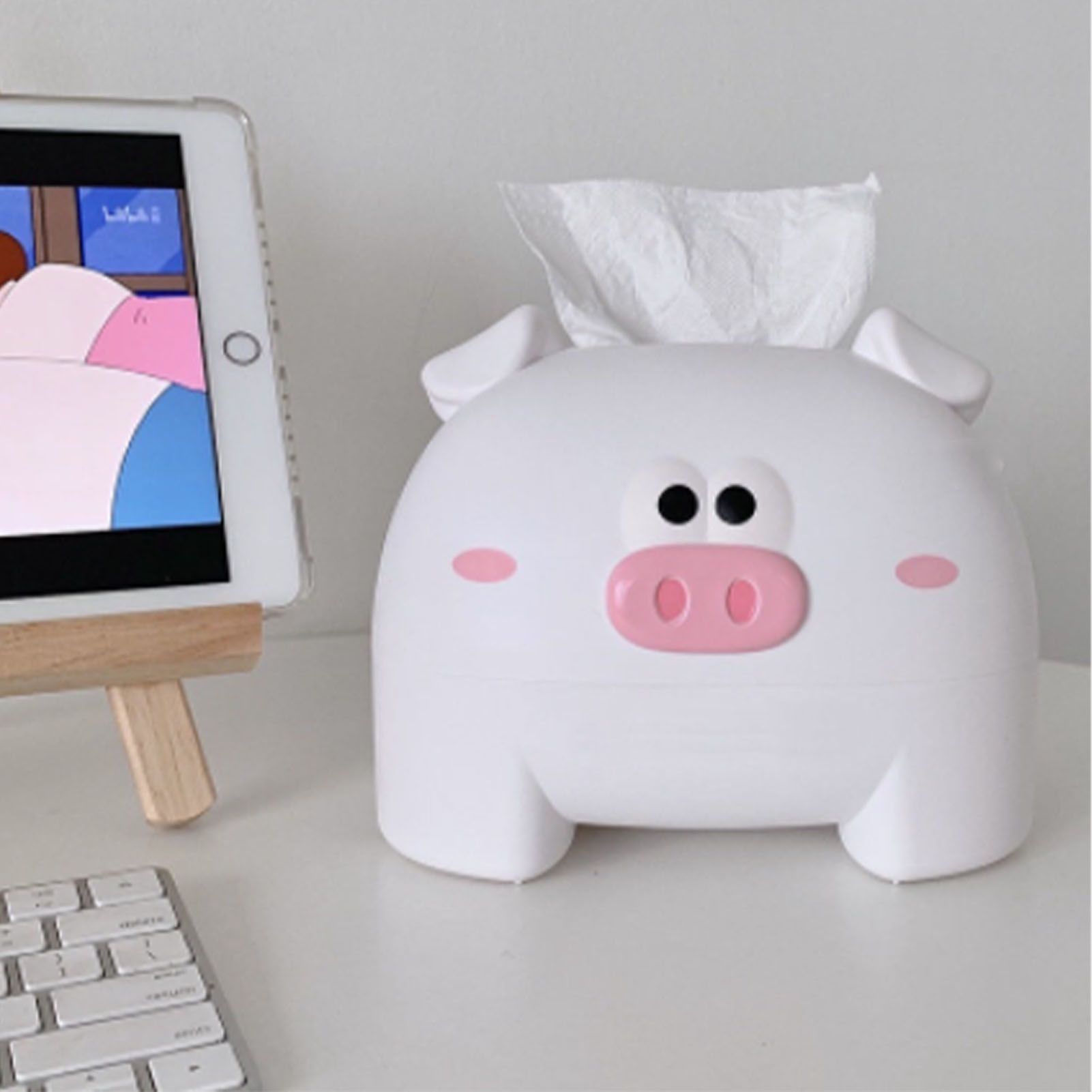 Cute Tissue Storage Box Pig Shaped Decorative Towel Napkin Container Case For view 15