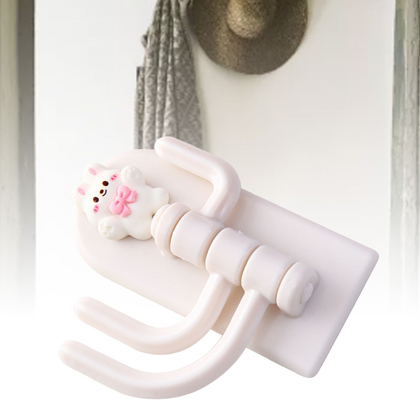 Self Adhesive Hanger Punch Free Rotating 3 Hooks Cute Animal Wall Door Holder view 5