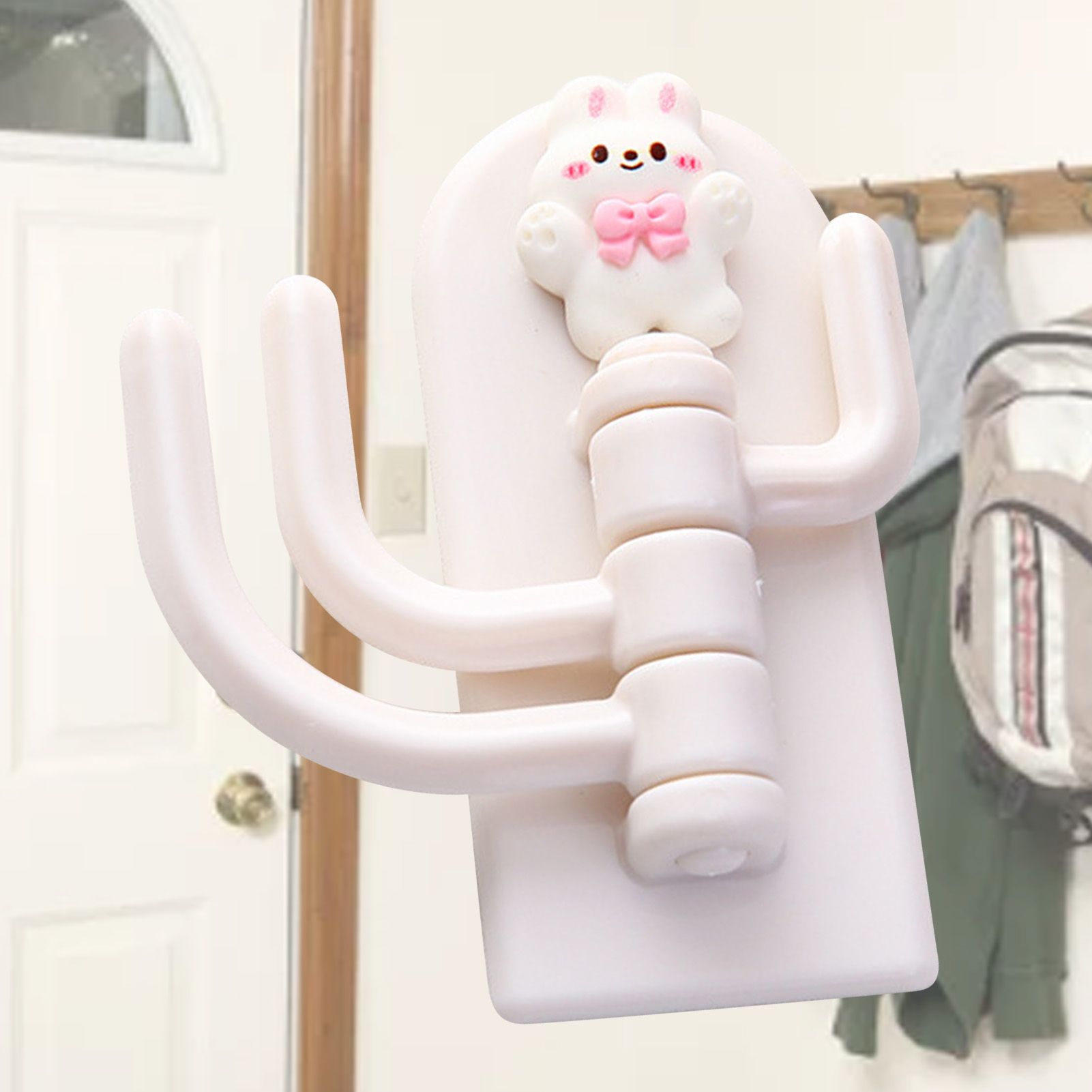 Self Adhesive Hanger Punch Free Rotating 3 Hooks Cute Animal Wall Door Holder view 10