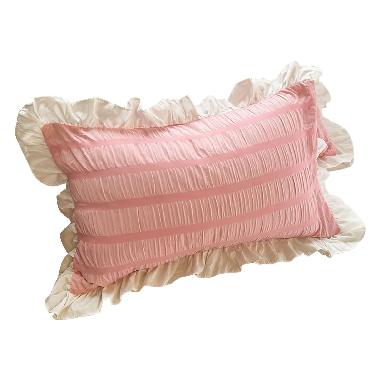 Ruffles Pillow Covers for Student Pure Color Breathable Lovely Pillow Cases