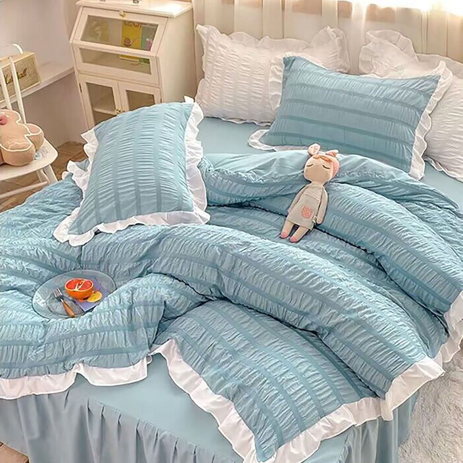 Ruffles Pillow Covers for Student Pure Color Breathable Lovely Pillow Cases view 11
