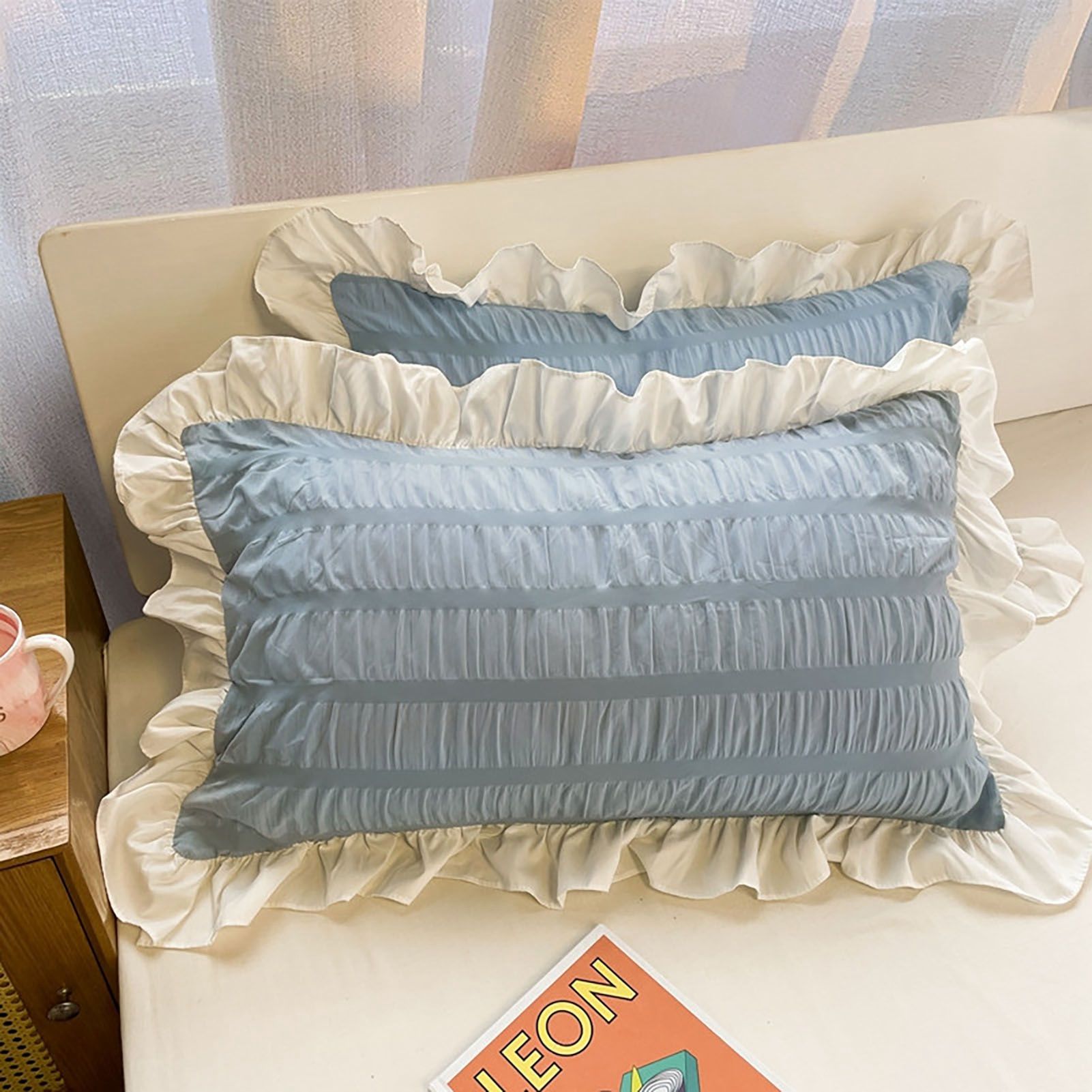 Ruffles Pillow Covers for Student Pure Color Breathable Lovely Pillow Cases view 7