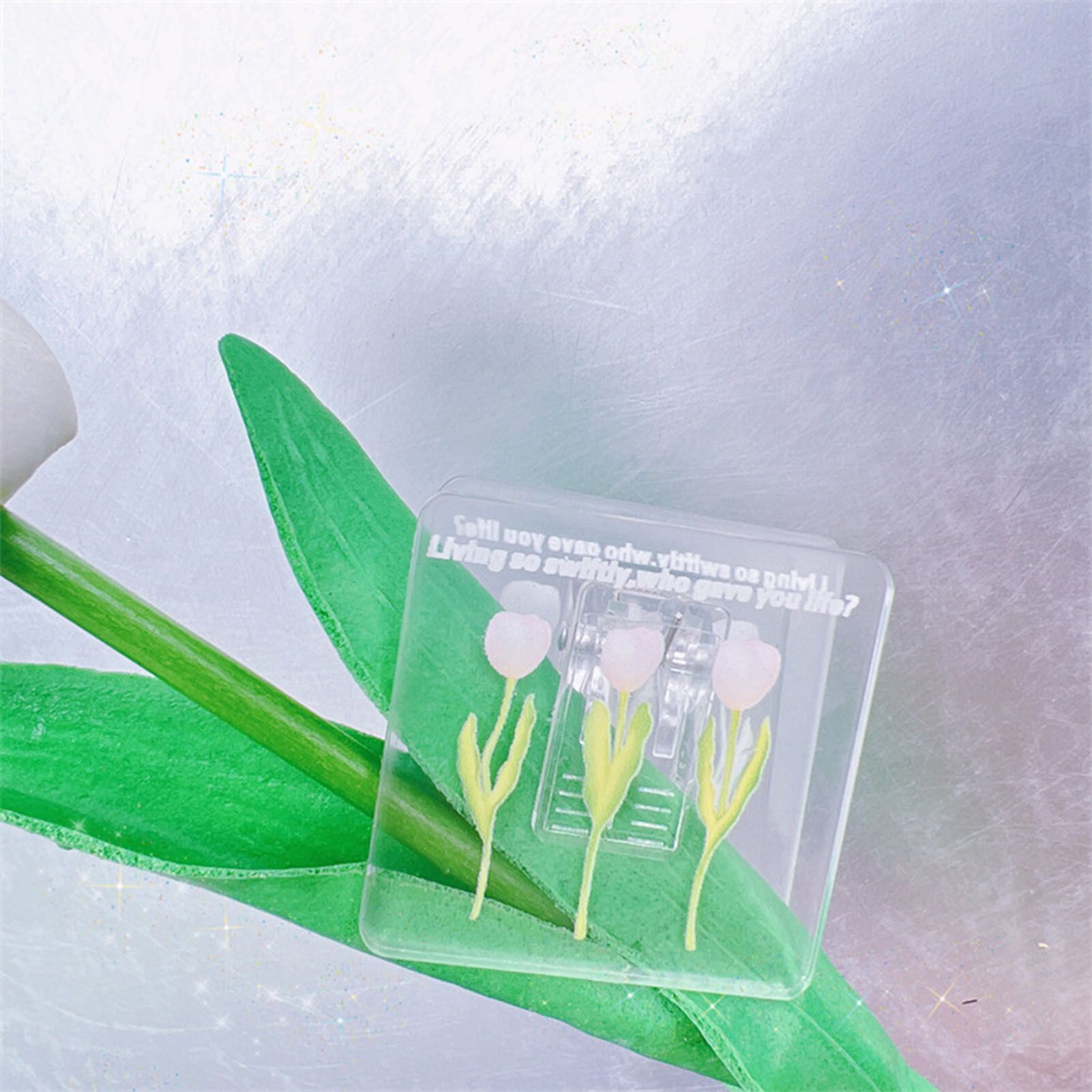 Double Sided Photo Clip Acrylic Tulip Pattern Multifunctional Transparent view 6