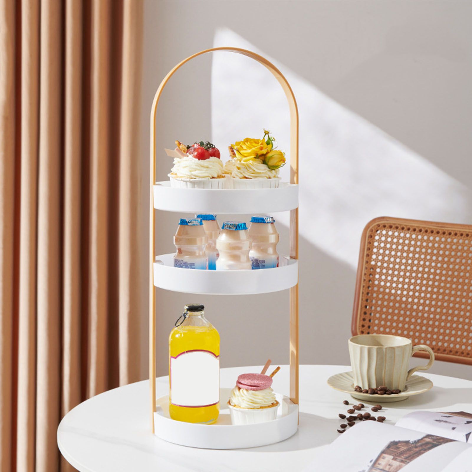 3 Layers Round Storage Rack Integral Handle 3 Layer Storage Round Stand for view 11